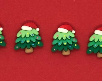 Christmas Tree with Santa hat tree topper Cabochons