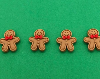 Gingerbread Man Cabochon with Red Bow Tie