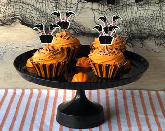 Fake Cupcake Treats for Halloween Orange and Black Cupcake Decorations Trick or Treat Cupcake Props for Halloween Tier Tray Decor