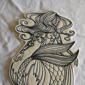 Mermaid embroidery iron on patch,  mending patch, jacket or bag decoration, embroidery patch,