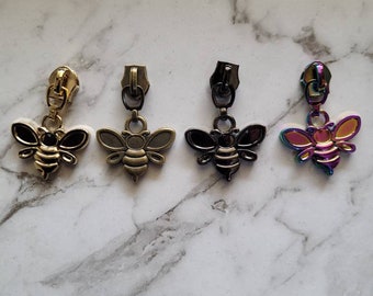 Bees zipper pull number 5, zipper tape, bag supplies, bag hardware, purse hardware, zipper charms, handbag hardware, Bumble bee