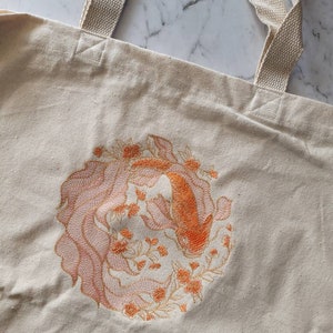 Koi Canvas Tote Bag, shopping, beach bag, library