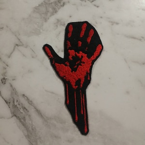 Bloody Hand Iron on patch/ small patch /jacket or bag patch , pencil case decoration. School bag
