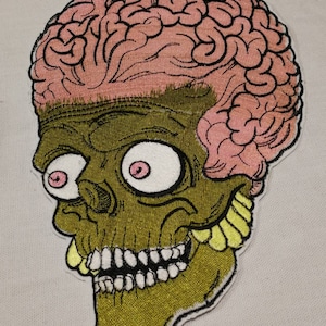 Alien Brain Skull Spooky Horror Iron on Embroidered Large Size Back patch XL Alien Brain Skull Spooky Horror Iron on Embroidered Large Size Back patch XL