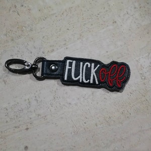 Eff off bag tag, key tag, key fob, swear words tag, gift item, embroidery gift tag, luggage tag, keyring, key ring, swear words,