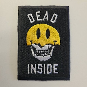 Dead Inside iron on patch / imoji, sew on patch, jacket or bag decoration, embroidery patch, skull patch, gift ideas