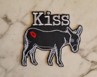 Parche termoadhesivo de burro inteligente para coser o planchar, animal, bolso, decoración, chaqueta, parche grande, regalo, beso, tonto, patada, malo, decoración de disfraz