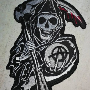 Small Sons of anarchy skeleton iron on patch / sew on patch / Mending / Decoration/ Reaper