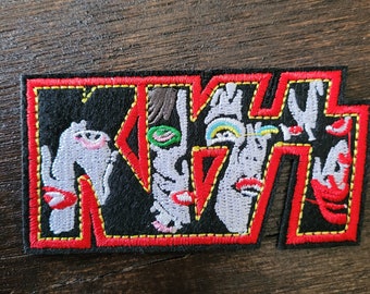 Kiss iron on patch, band patch, music band patch, sew on patch, jacket or bag decoration, embroidery patch, music band patch