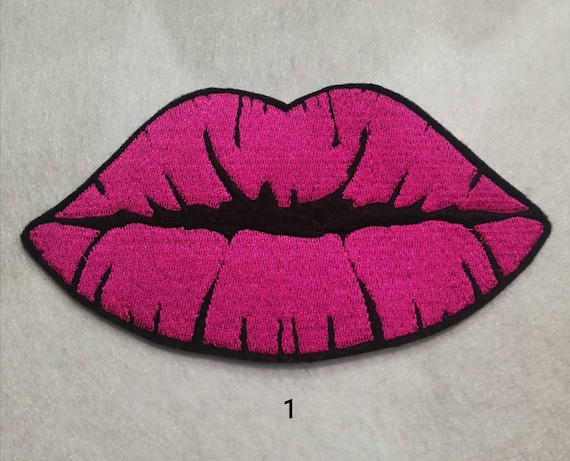 Kleine kus lippen strijken op patch / roze lippen / kus - Etsy Nederland