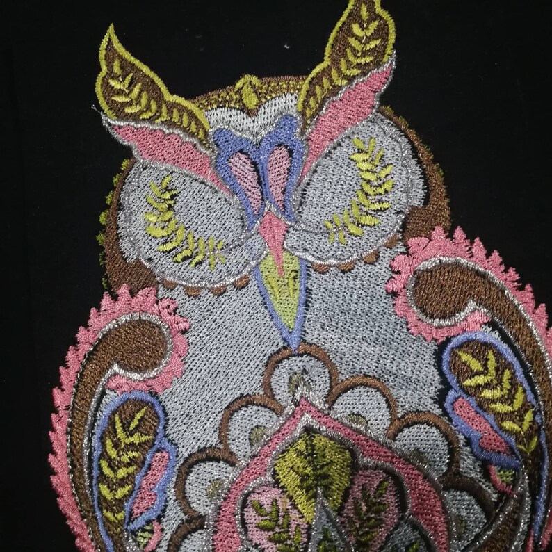 Tula Pink Owl embroidery iron on patch. embroidered patch / Etsy