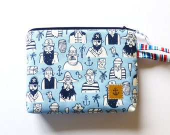 small maritime cosmetic bag with pirates, blue cosmetic bag, bag for children, blommablu