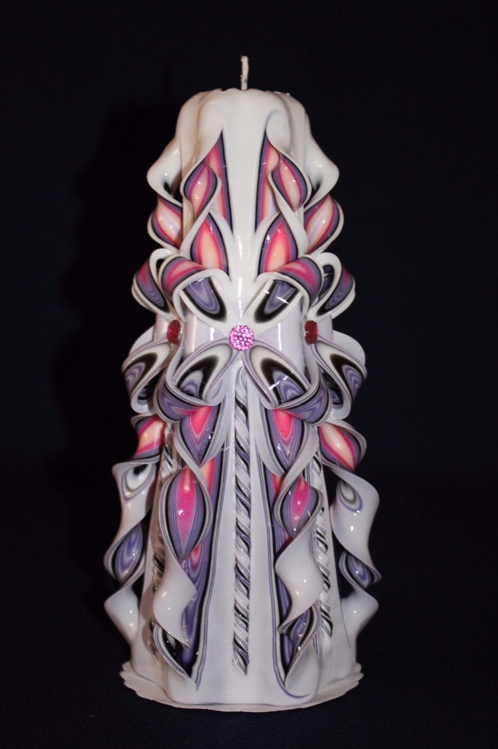 Handcarved candle. 21 cm. Unique. Handmade Etsy