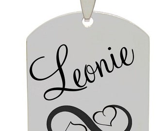 Stainless Steel Pendant Dogtag & Tank Chain with Desired Engraving Love Friendship