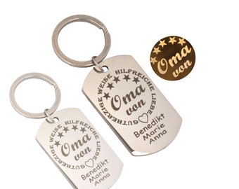 Stainless steel keychain dogtag personalized engraving granny by two-sided engraved gift grandchildren children mother