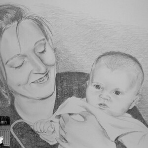 Young Woman Portrait Pencil Drawing Picture Hand Painted 30 x 21 cm