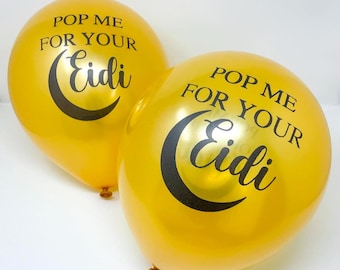 Eid Mubarak Balloon, Pop Me For Your Eidi, Money Gift