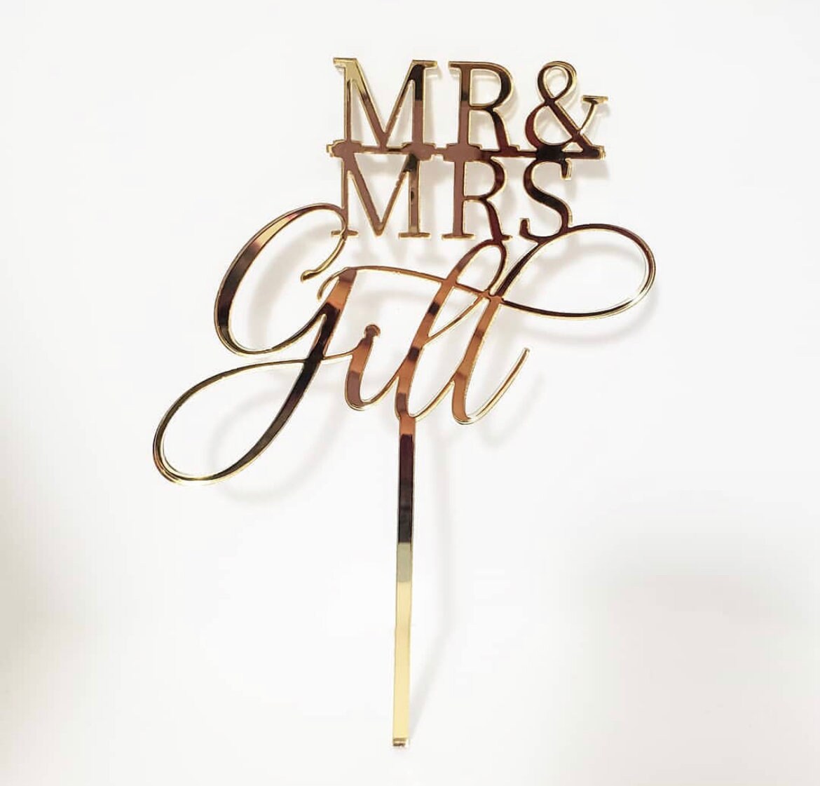 Personalized Acrylic Wedding Cake Topper Mr & Mrs or Couple Names