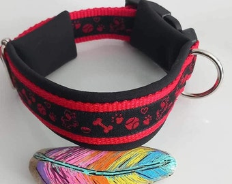 Collar with padding, curved clasp, for dogs