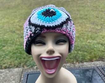 Mystic Vision Crocheted Slouchy Beanie | Hat with Third Eye Beanie