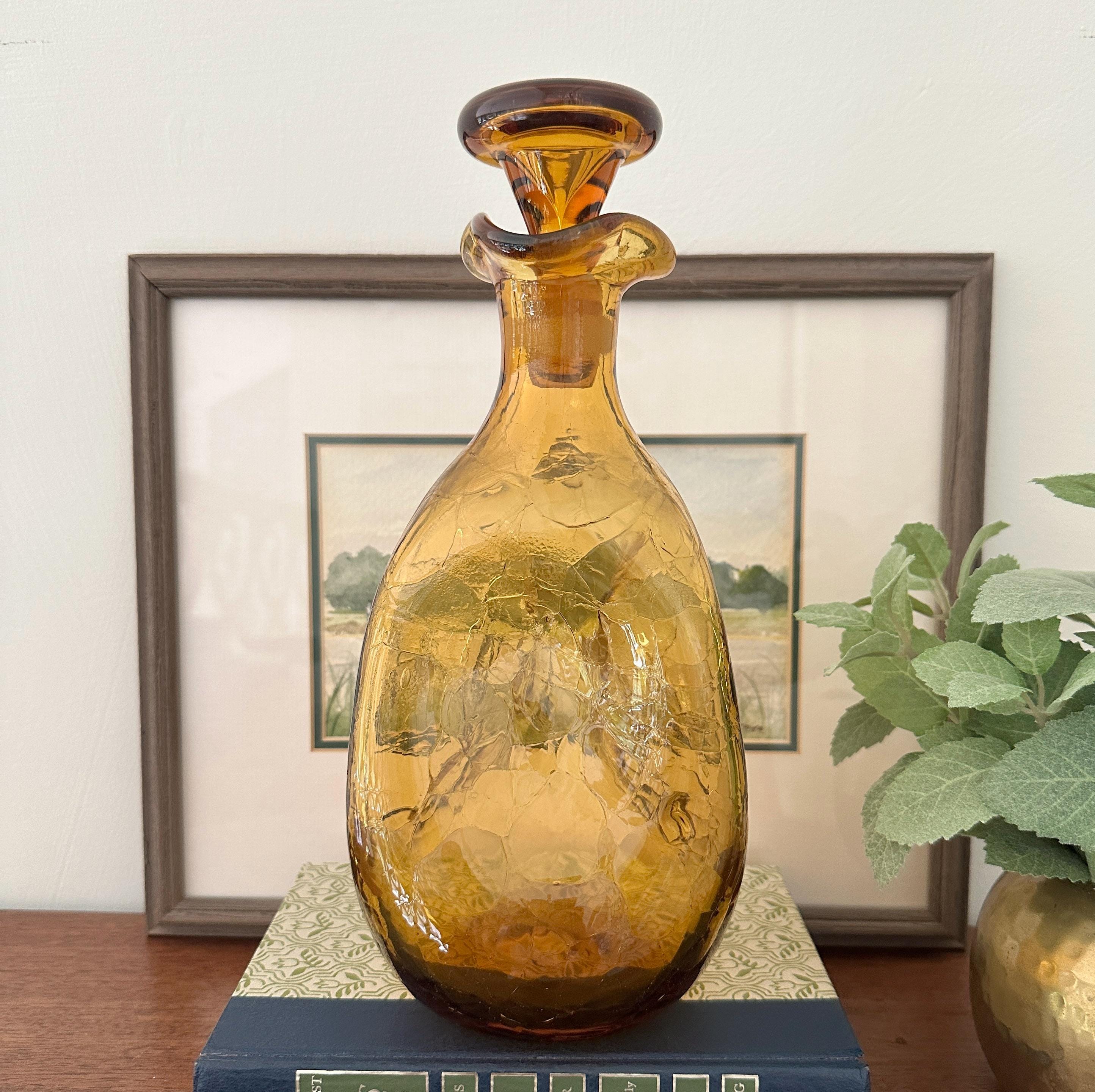 BLENKO アンバーガラス フラワーベース 花瓶 ヴィンテージ アメリカ家具 Vintage Blenko Amber Decanter - Etsy