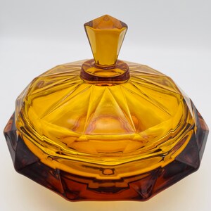 Viking Glass Amber Glass Candy Dish With Lid - Etsy