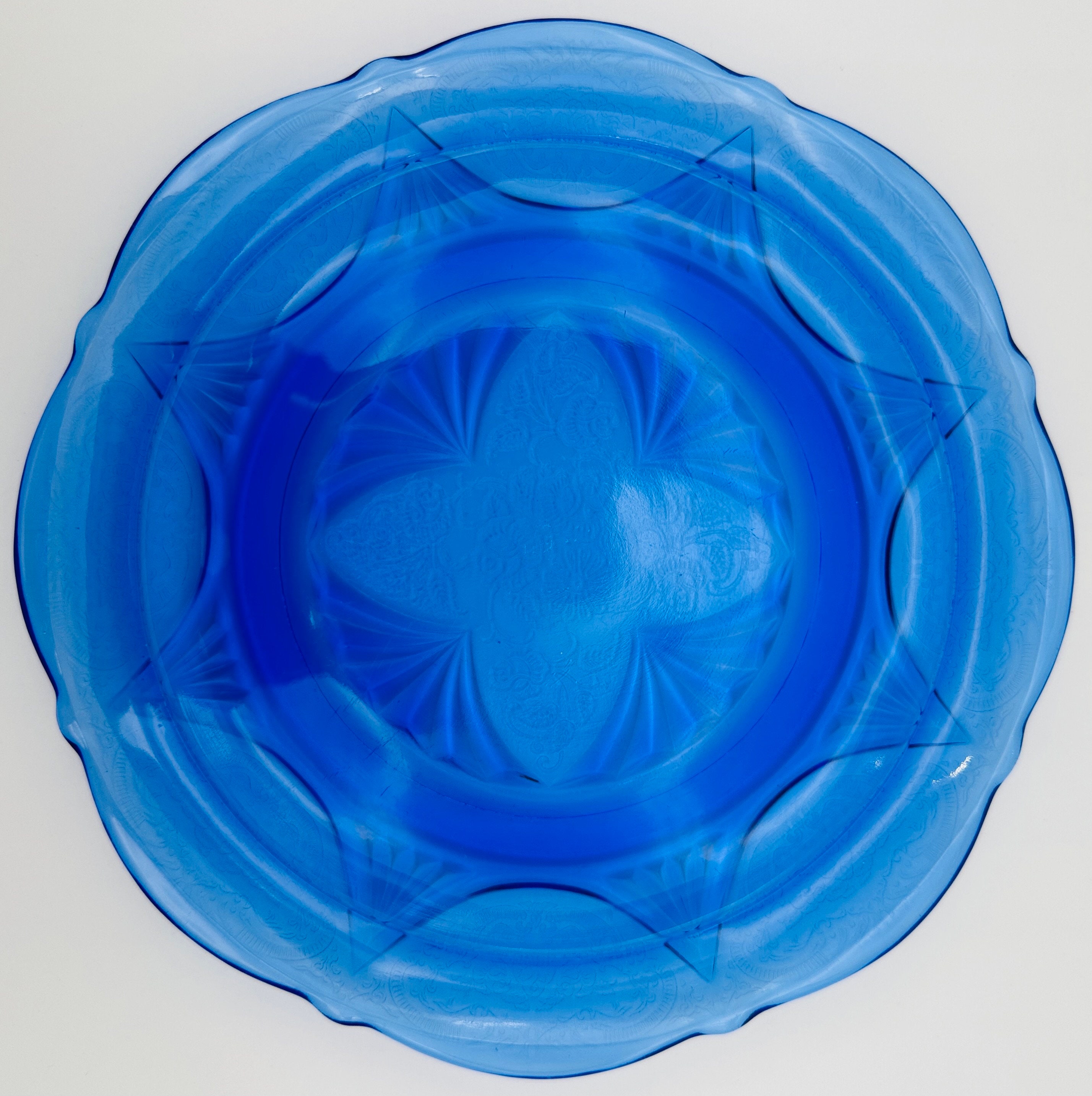 Royal Blue Ritz Hazel Atlas Royal Lace Ritz Blue Depression Glass Luncheon Plates: Set ...