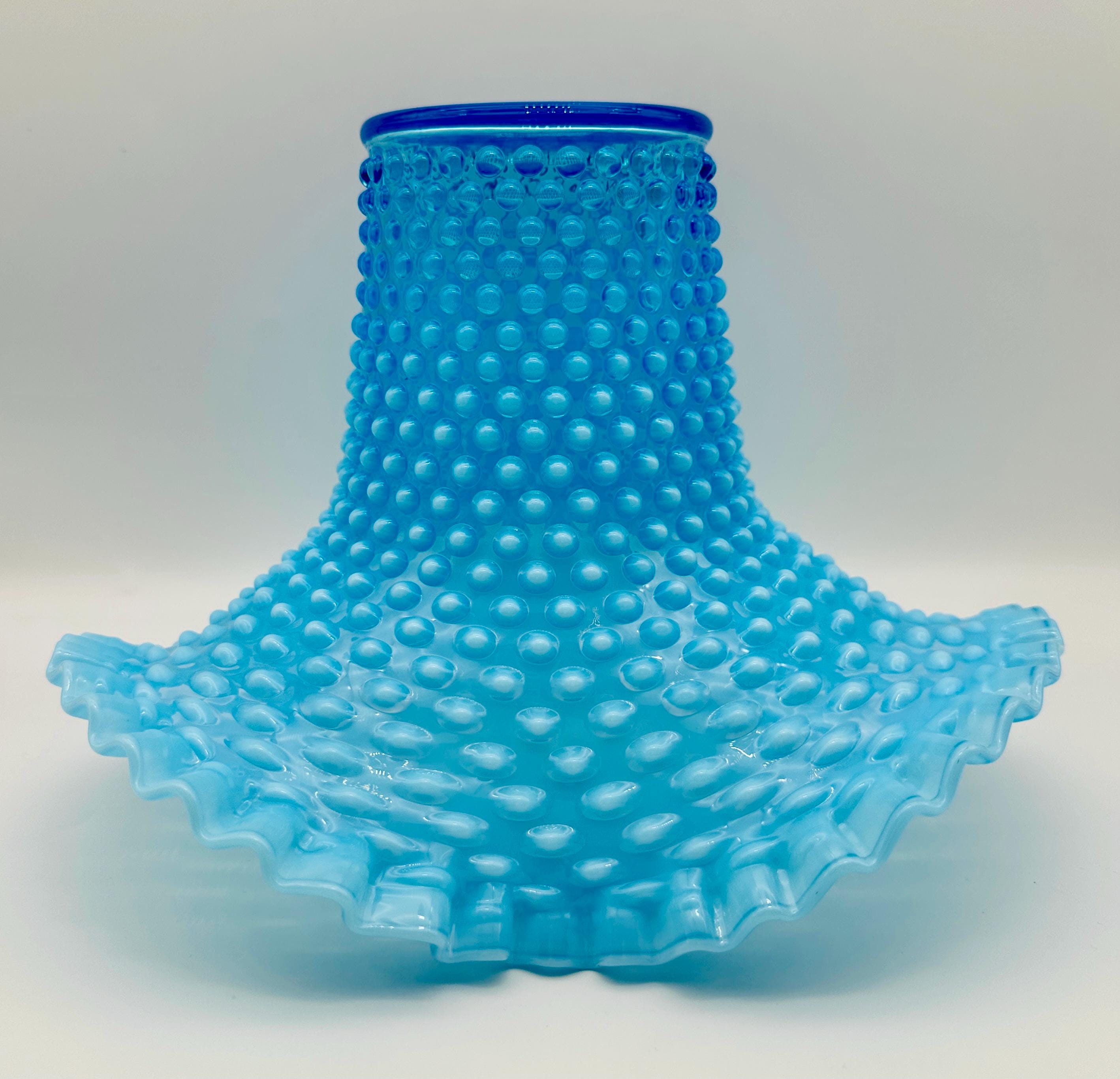 ヴィンテージ フェントン ブルー オパールセント ホブネイル花瓶