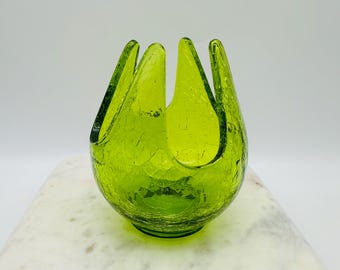 Portavelas de cristal craquelado verde aguacate Viking Patio Lite