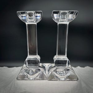 Vintage Villeroy & Boch Siena Crystal Candleholders: Tall Taper Pair