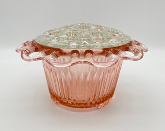 ヴィンテージホッキングピンクのオールドコロニーガラスフラワーボウル