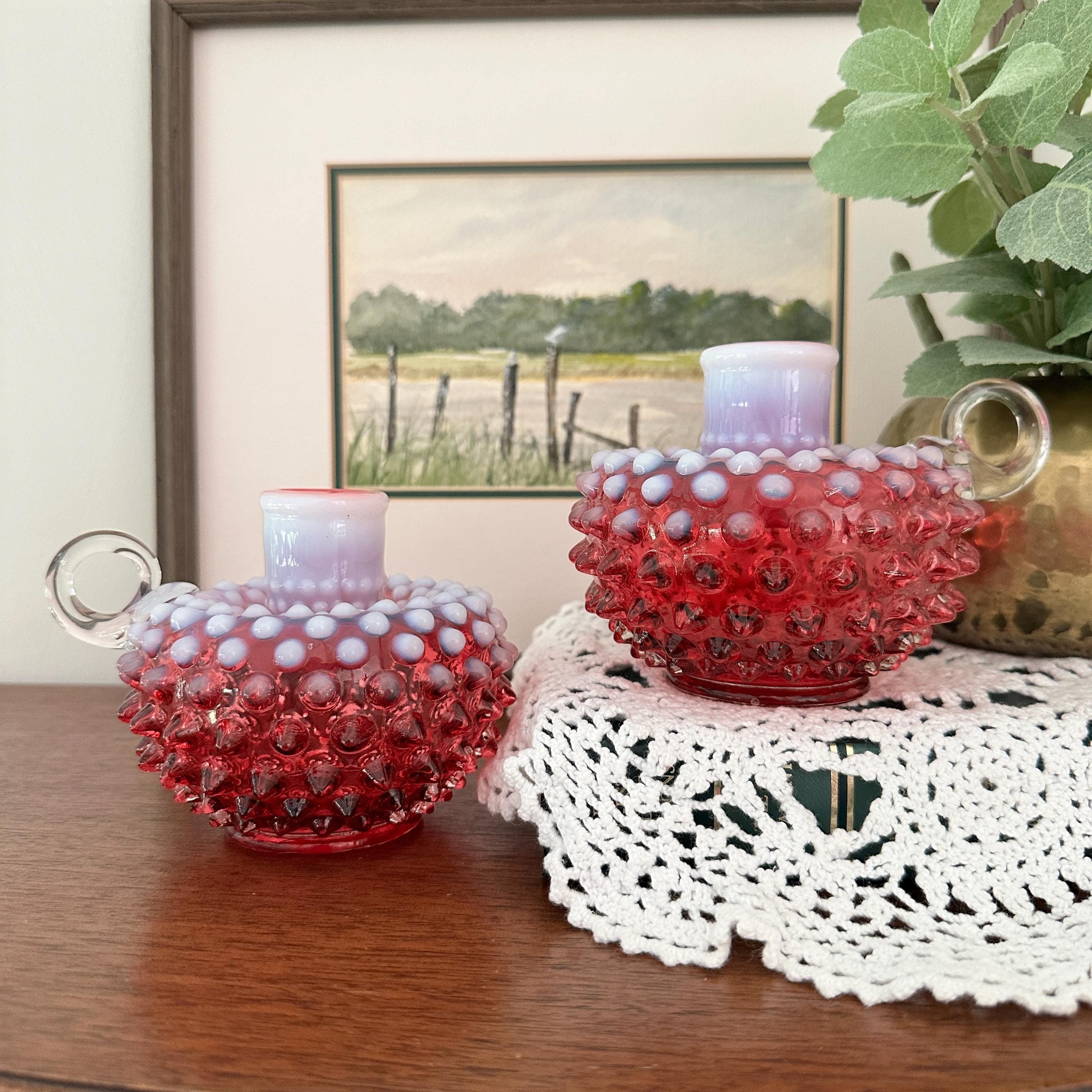 Red fenton hobnail glass - Etsy 日本