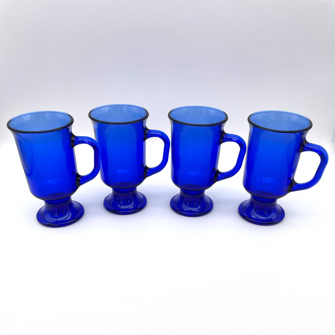 Vintage Anchor Hocking Cobalt Blue Glass Footed Irish Coffee Etsy