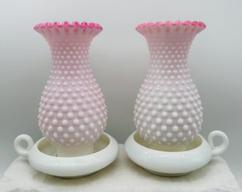 フェントン ピーチブロウ ホブネイル ハリケーンランプ：ヴィンテージ