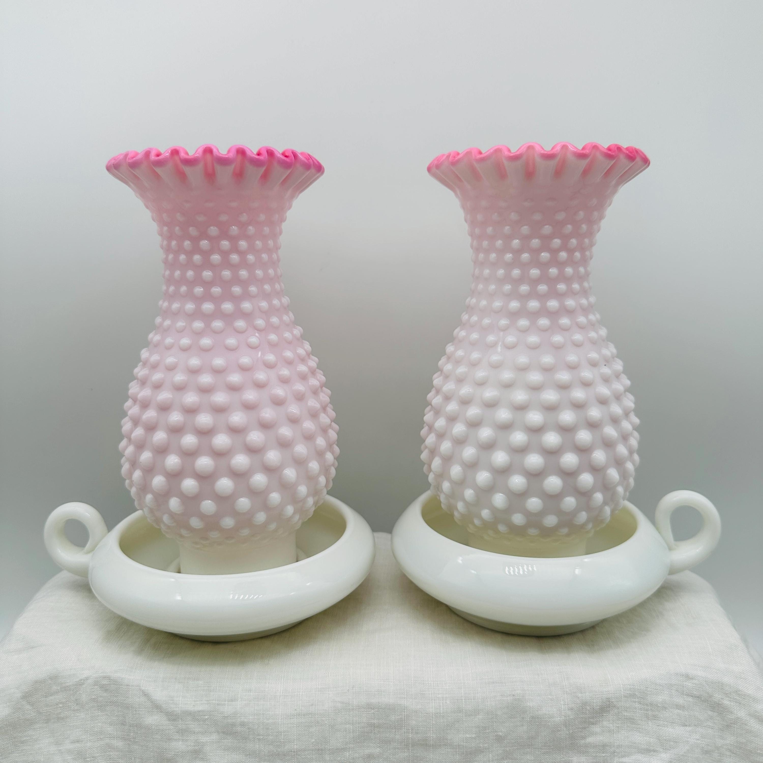 フェントン ピーチブロウ ホブネイル ハリケーンランプ：ヴィンテージ