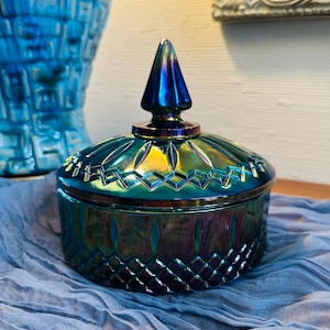 Blue Carnival Glass - Etsy