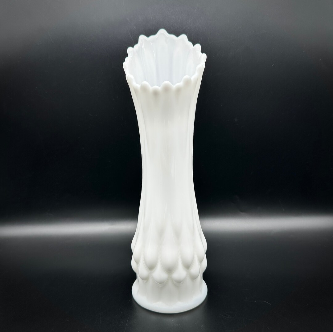 Swung Vase, Fostoria Frisco, Milk Glass Swung Vase, White Flower Vase