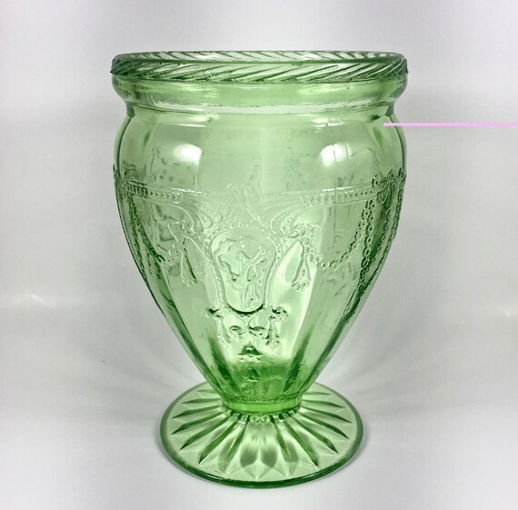 Cameo Ballerina Dancing Girl Green Depression Glass Footed Etsy