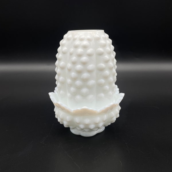 Fenton Fairy Lamp, Hobnail Milk Glass, 2 Piece Fairy Lamp, White Hobnail Milk Glass Fairy Lamp, White Home Decor, Tea Light Holder