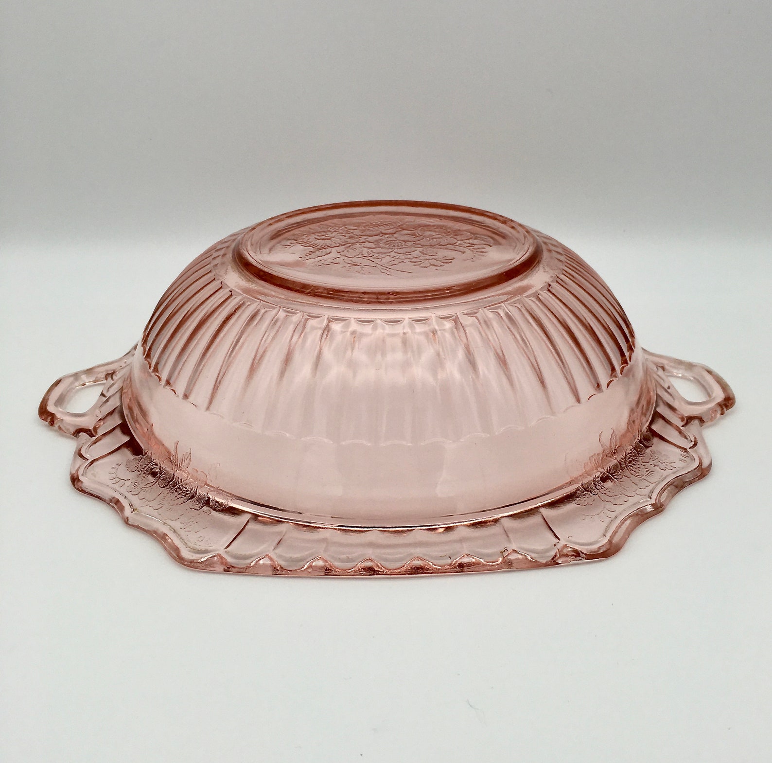 Mayfair Open Rose Pink Depression Glass Open Handled Large Etsy
