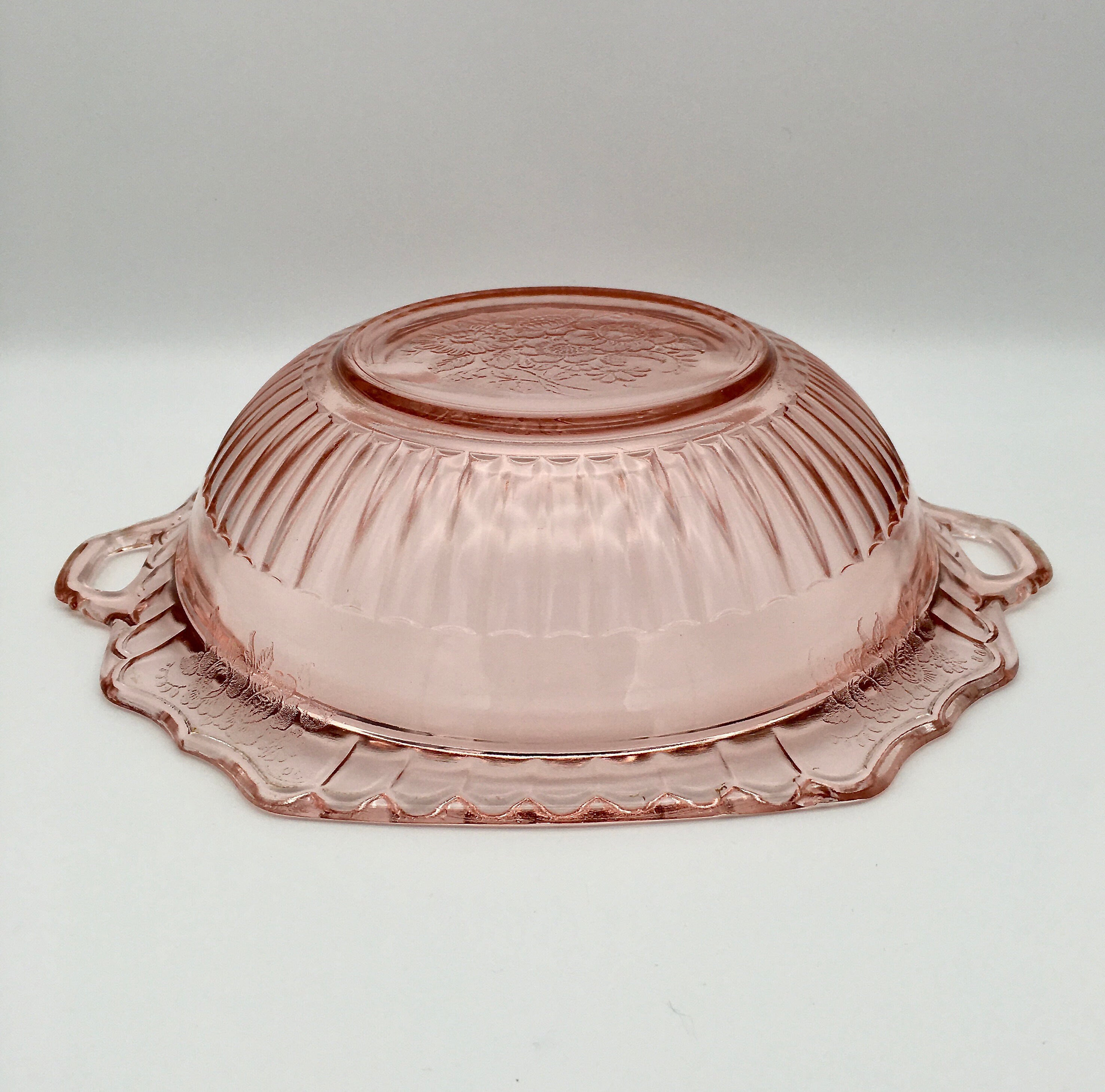 Mayfair Open Rose Pink Depression Glass Open Handled Large Etsy