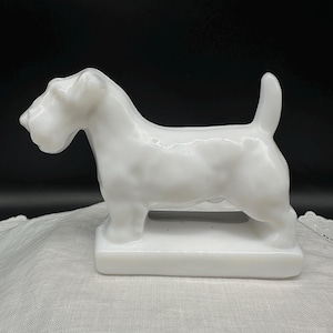 Vintage Imperial Glass Scottie Champ Milk Glass Dog Figurine