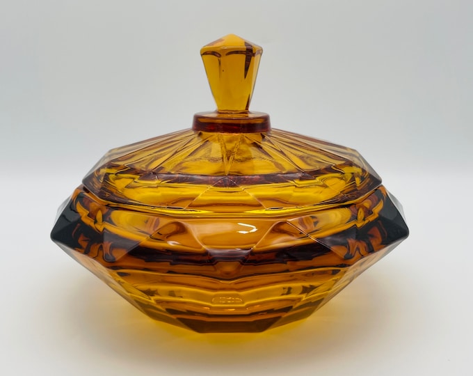 Viking Glass, Amber Glass, Candy Dish With Lid - Etsy