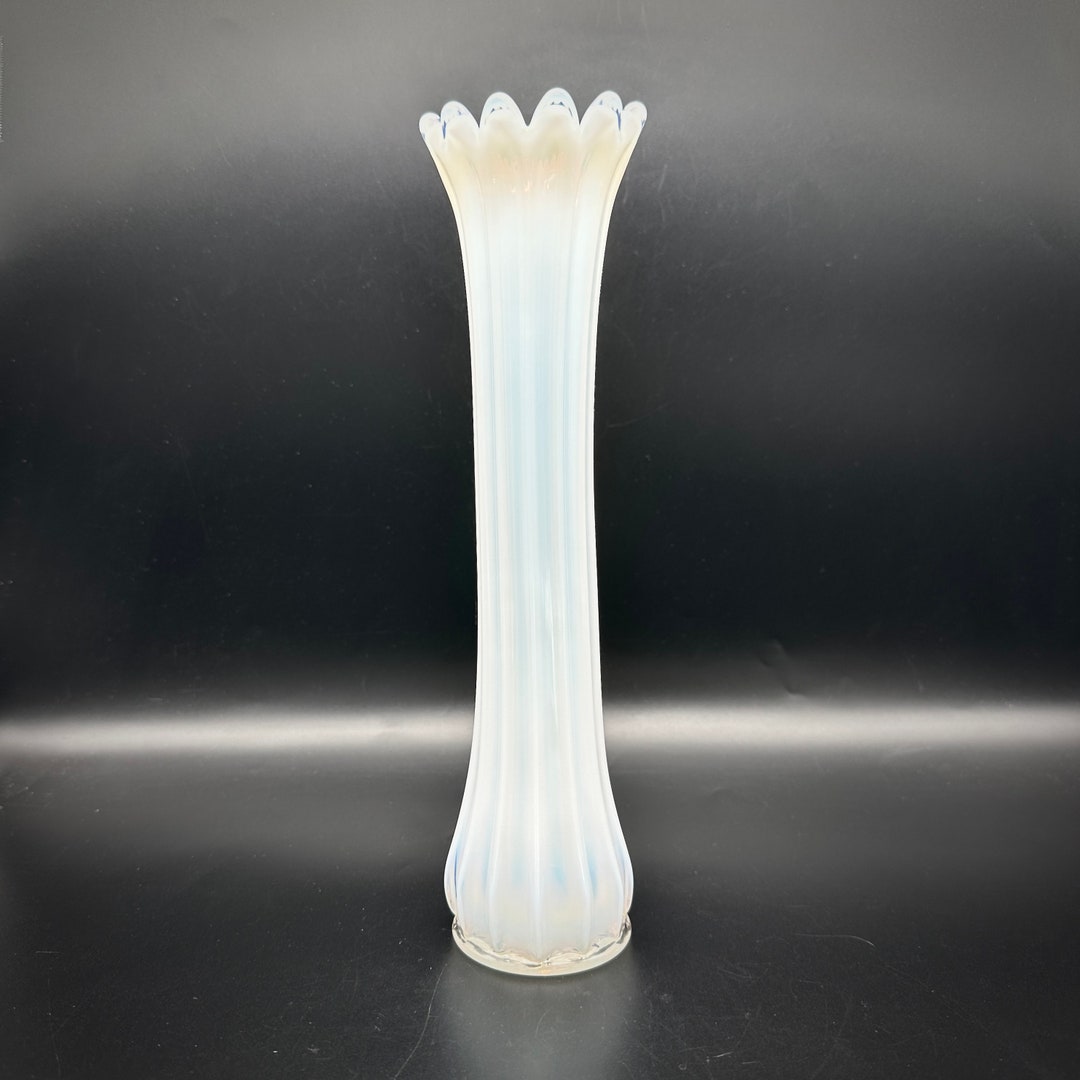 Fostoria Heirloom, White Opalescent, Swung Vase, Fostoria Cased Glass