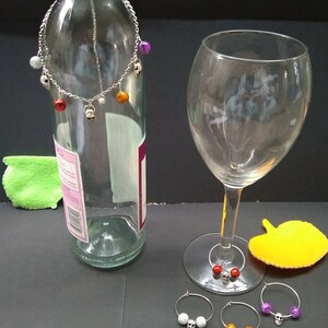Skull wine glass charm set