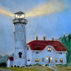 Chatham Light, Cape Cod - an Art Print of an original Bix DeBaise pastel drawing