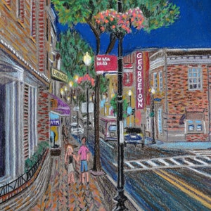 Georgetown (Washington, DC) - een afdruk van een originele pasteltekening van Bix DeBaise