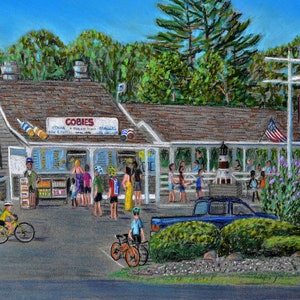 Cobie's, Brewster, Cape Cod - an art print of a Bix DeBaise original pastel drawing