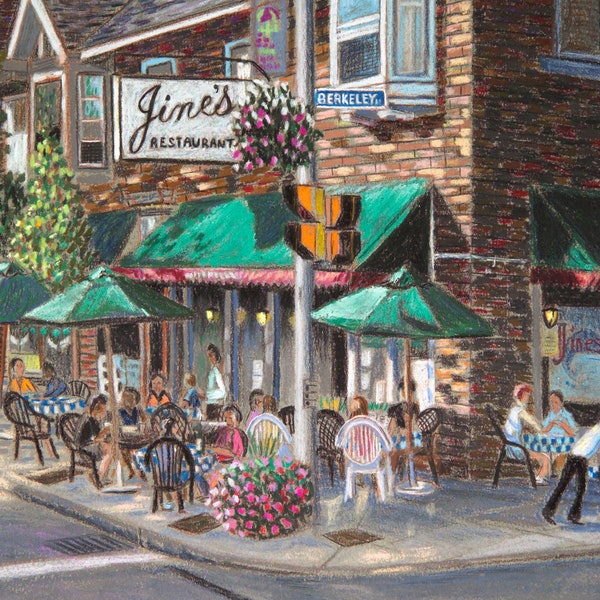 Park Ave, Rochester, NY - Tirage d’art basé sur un dessin au pastel original de Bix DeBaise