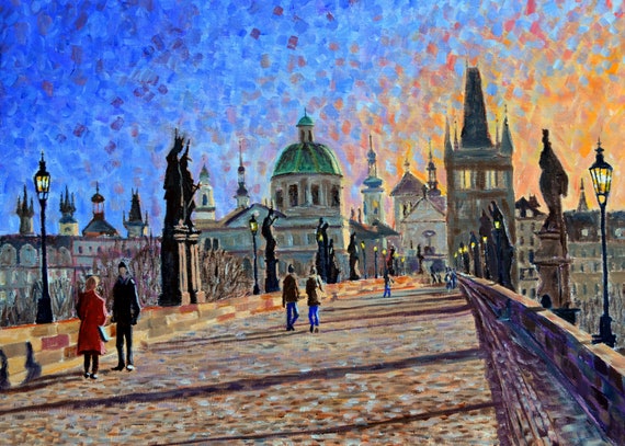 油絵チエコ、カレル橋 チェコ・カレル橋」 by 杉本 勇｜Artmeter｜暮らしを彩るアート